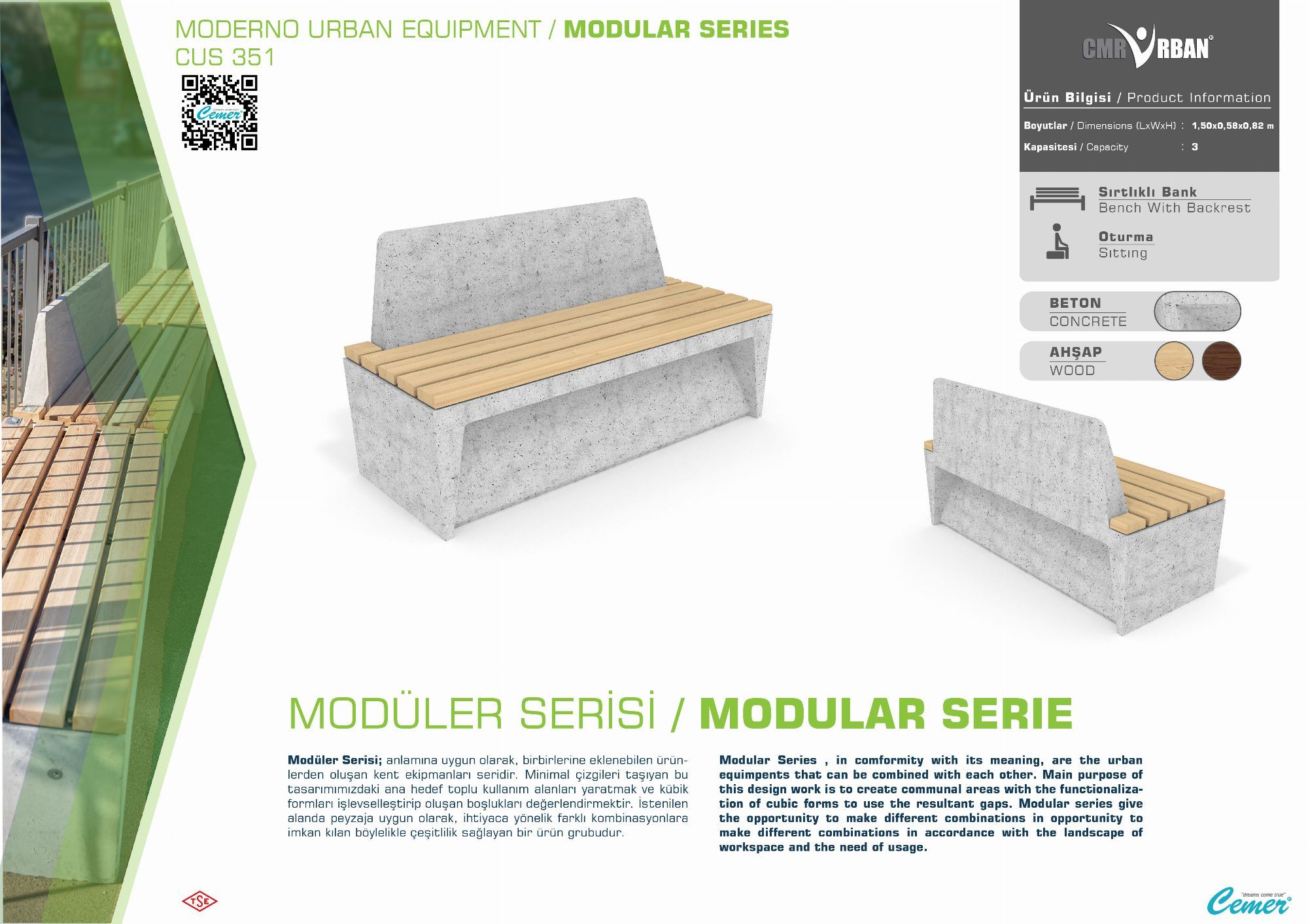 Backrest Seating Benches / Modular (CUS 351)